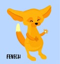 Cute cartoon character Fox Fenech. Children`s illustration.Vulpes zerda