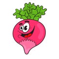 Cute cartoon character funny radish. vector illustration