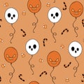 Cute cartoon character halloween balloons seamless vector pattern background illustration with candies Royalty Free Stock Photo