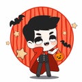 Cute Cartoon Character for Halloween Party in Vampire Costume Royalty Free Stock Photo