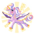 Cute cartoon character happy joyful unicorn vector illustration