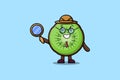 Cute cartoon character Kiwi fruit detective Royalty Free Stock Photo