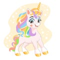 Cute cartoon character lady pink unicorn vector illustration