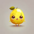 cute cartoon character of lemon in white background generative ai Royalty Free Stock Photo