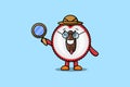 Cute cartoon character Lychee detective searching