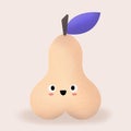 Cute cartoon character pear funny illustration