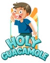 Cute cartoon character shouting holy guacamole icon