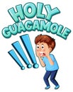 Cute cartoon character shouting holy guacamole icon