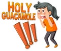 Cute cartoon character shouting holy guacamole icon