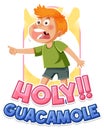 Cute cartoon character shouting holy guacamole icon