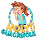 Cute cartoon character shouting holy guacamole icon