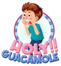 Cute cartoon character shouting holy guacamole icon