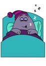 Cute Cartoon Character Sleeping in bed