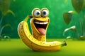 fresh banana on green summer background. Generative AI