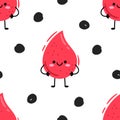 cute cartoon characters red drops of blood pattern. Seamless vector pattern on white background Royalty Free Stock Photo