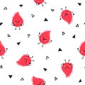 cute cartoon characters red drops of blood pattern. Seamless vector pattern on white background Royalty Free Stock Photo