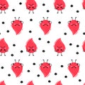 cute cartoon characters red drops of blood pattern. Seamless vector pattern on white background Royalty Free Stock Photo