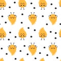 cute cartoon characters yellow drops of urine pattern. Seamless vector pattern on white background