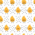 cute cartoon characters yellow drops of urine pattern. Seamless vector pattern on white background