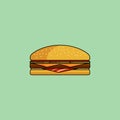 Cheeseburger with bacon in minimalist style. Flat design