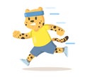 Cute cartoon cheetah running, cartoon character. Flat vector illustration, isolated on white background. Royalty Free Stock Photo