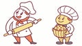 Cute Cartoon Chef and Baker Characters Vector, vector design Generative AI Royalty Free Stock Photo