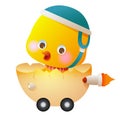 Cute Cartoon Chick in Egg with Rocket Illustration Royalty Free Stock Photo