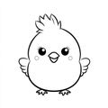 Cute Baby Chick Outline Drawing, Adorable Small Bird Character Royalty Free Stock Photo