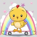 Cute Cartoon Chick with skateboard Royalty Free Stock Photo