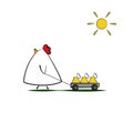 Cute cartoon Chicken family walking Royalty Free Stock Photo