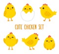 Cute cartoon chicken set Royalty Free Stock Photo