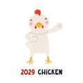 Cute cartoon chicken, 2029 Vietnamese zodiac sign