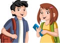 Cute cartoon children with books. Royalty Free Stock Photo