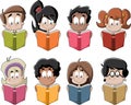 Cute cartoon children reading books. Royalty Free Stock Photo