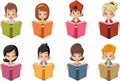 Cute cartoon children reading books. Royalty Free Stock Photo