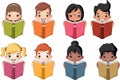 Cute cartoon children reading books. Royalty Free Stock Photo