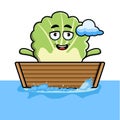 cute cartoon chinese cabbage get on boat Royalty Free Stock Photo