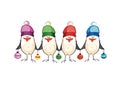 Cute cartoon Christmas birdss Vector iillustration.