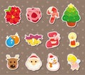 Cute cartoon Christmas element stickers Royalty Free Stock Photo