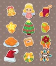Cute cartoon Christmas element stickers Royalty Free Stock Photo