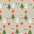 Bright, cute Christmas pattern. Light background.Adorable characters.