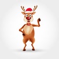 Merry Christmas greeting card with cartoon reindeer Royalty Free Stock Photo