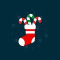 Cute cartoon Christmas sock,Christmas sock icon,Vector and Illustration Royalty Free Stock Photo