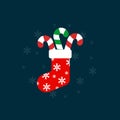 Cute cartoon Christmas sock,Christmas sock icon,Vector and Illustration Royalty Free Stock Photo