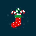 Cute cartoon Christmas sock,Christmas sock icon,Vector and Illustration Royalty Free Stock Photo