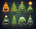 cute cartoon Christmas tree set.