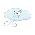 Cute cartoon cloud blows wind. Vector illustration on w Royalty Free Stock Photo