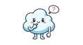 Cute cartoon cloud character thinking with a question mark speech bubble on white background Royalty Free Stock Photo