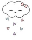 Cute cartoon cloud drops colorful diamonds illustration