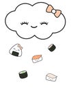 Cute cartoon cloud drops japanese food funny concept illustration